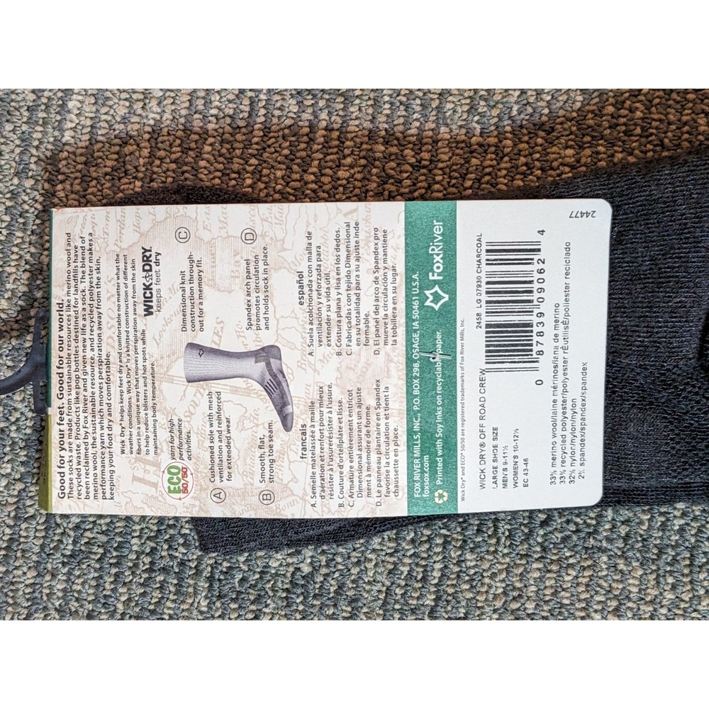 Fox River AXT Wool Blend Athletic Socks Cross Training Unisex Size Large WickDry - Picture 3 of 3